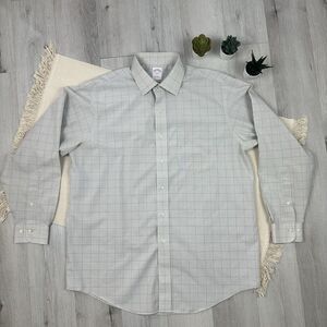 Brooks Brothers 346 Non Iron Shirt Mens 16.5 4/5 Gray  Mini Check Regular Fit